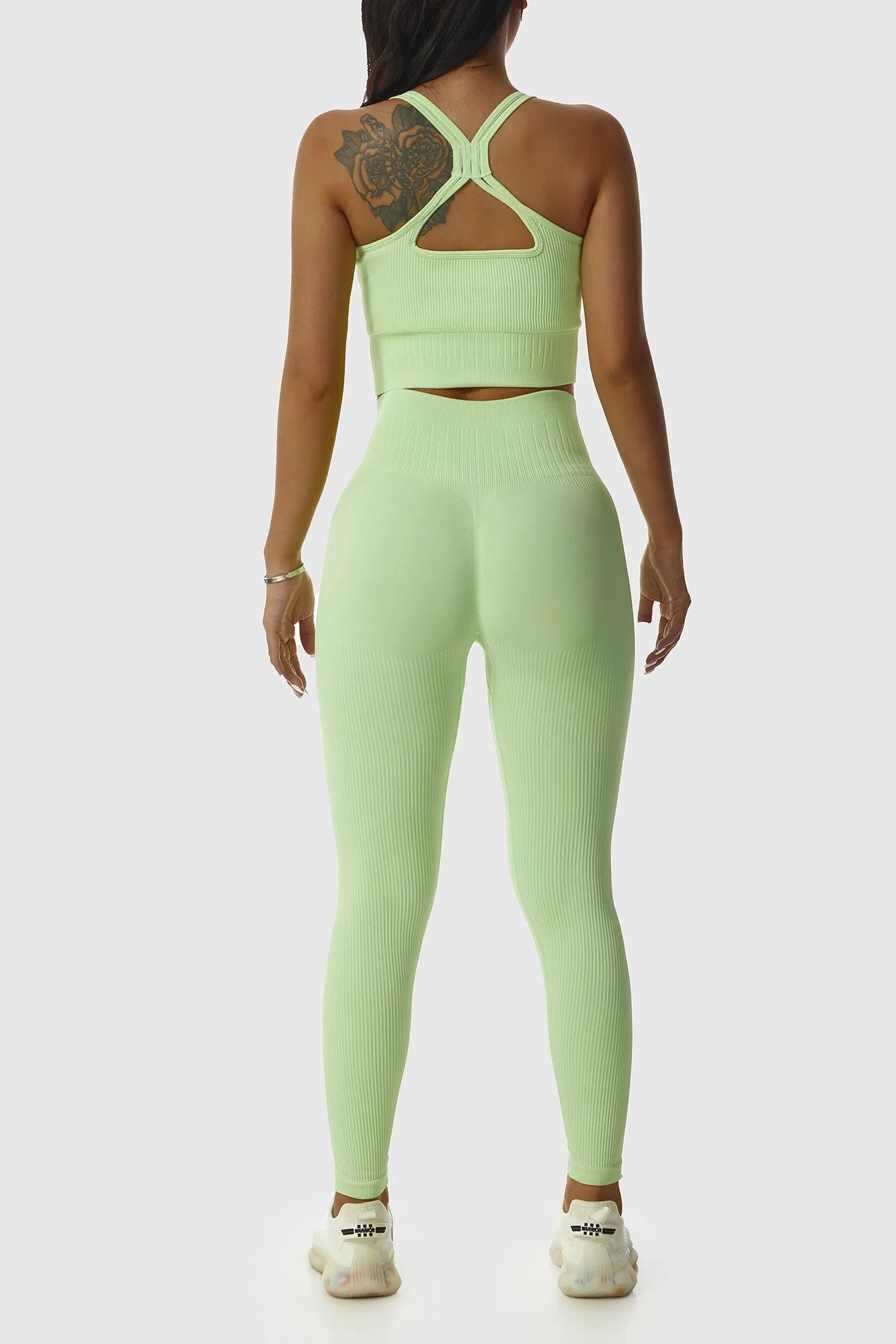 Ribbed Tie Front Seamless Workout Leggings