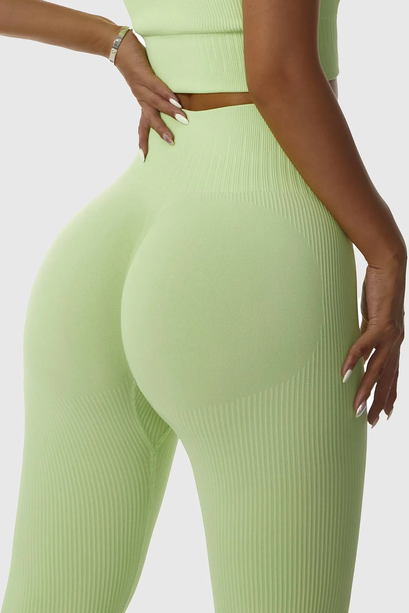 Ribbed Tie Front Seamless Workout Leggings