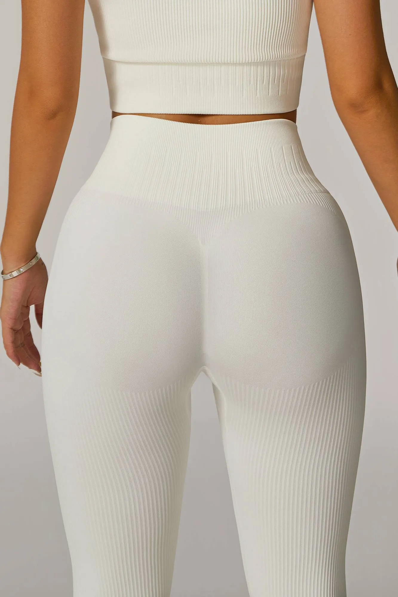 Ribbed Tie Front Seamless Workout Leggings