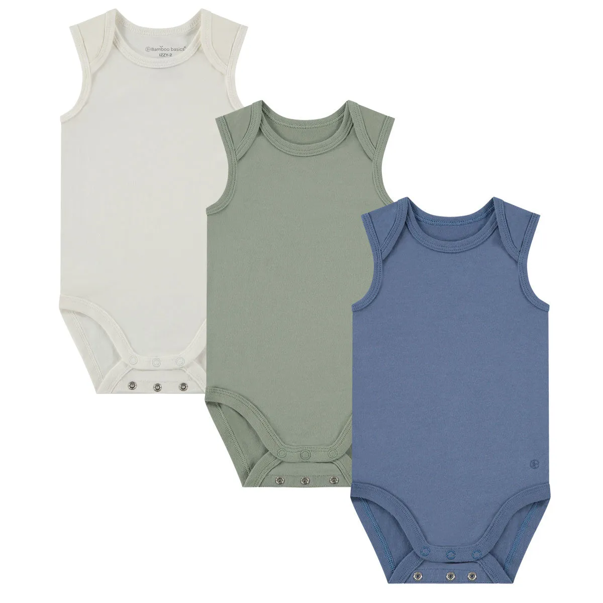 Romper zonder mouw IZZY (3-pack) - Off White, Groen & Blauw