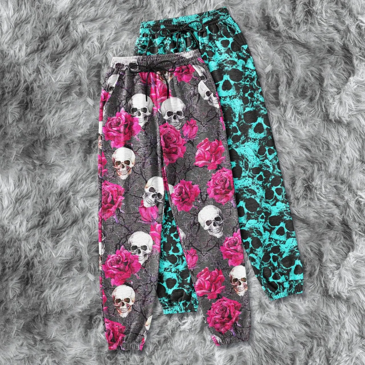 Rose Skull Gothic Combo Women's Casual Pants