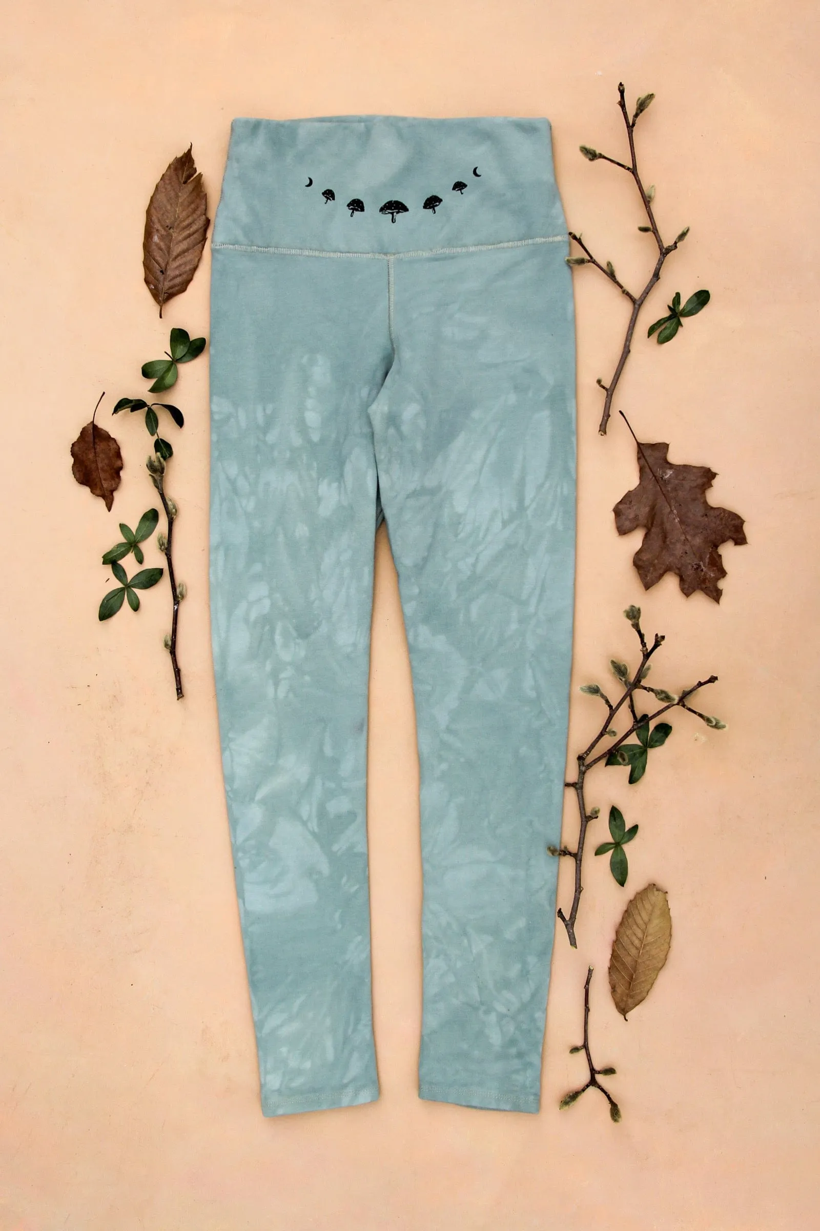 Sage Shroom Moon Organic Cotton Winter Leggings