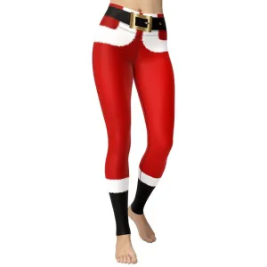 Santa's Simple Outfit Red Yoga Leggings