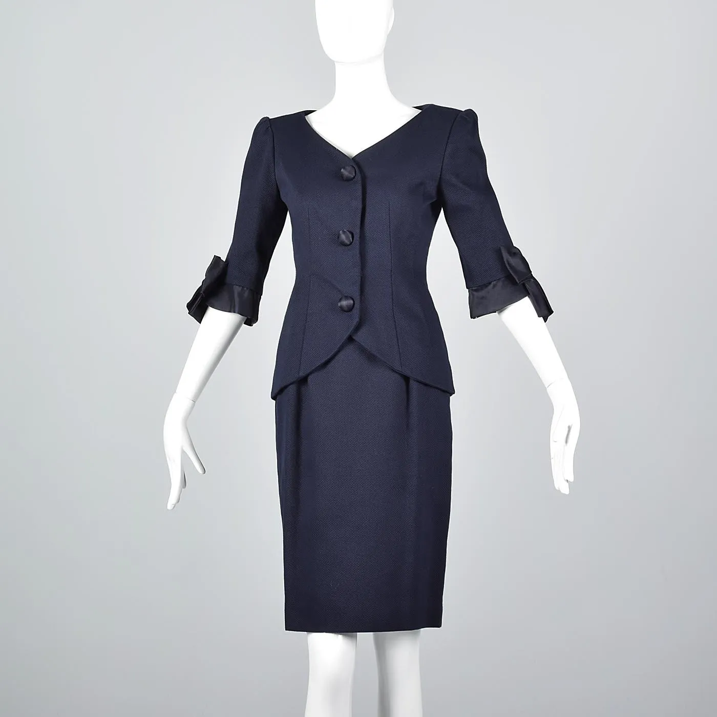 Scaasi Navy Blue Summer Skirt Suit