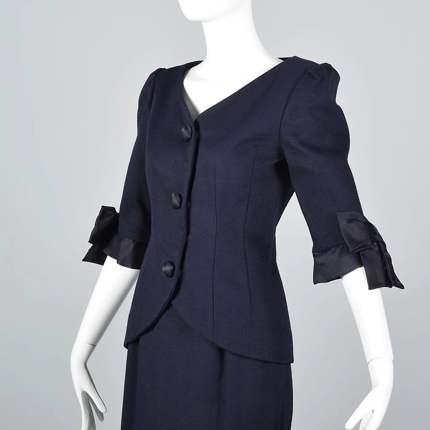 Scaasi Navy Blue Summer Skirt Suit