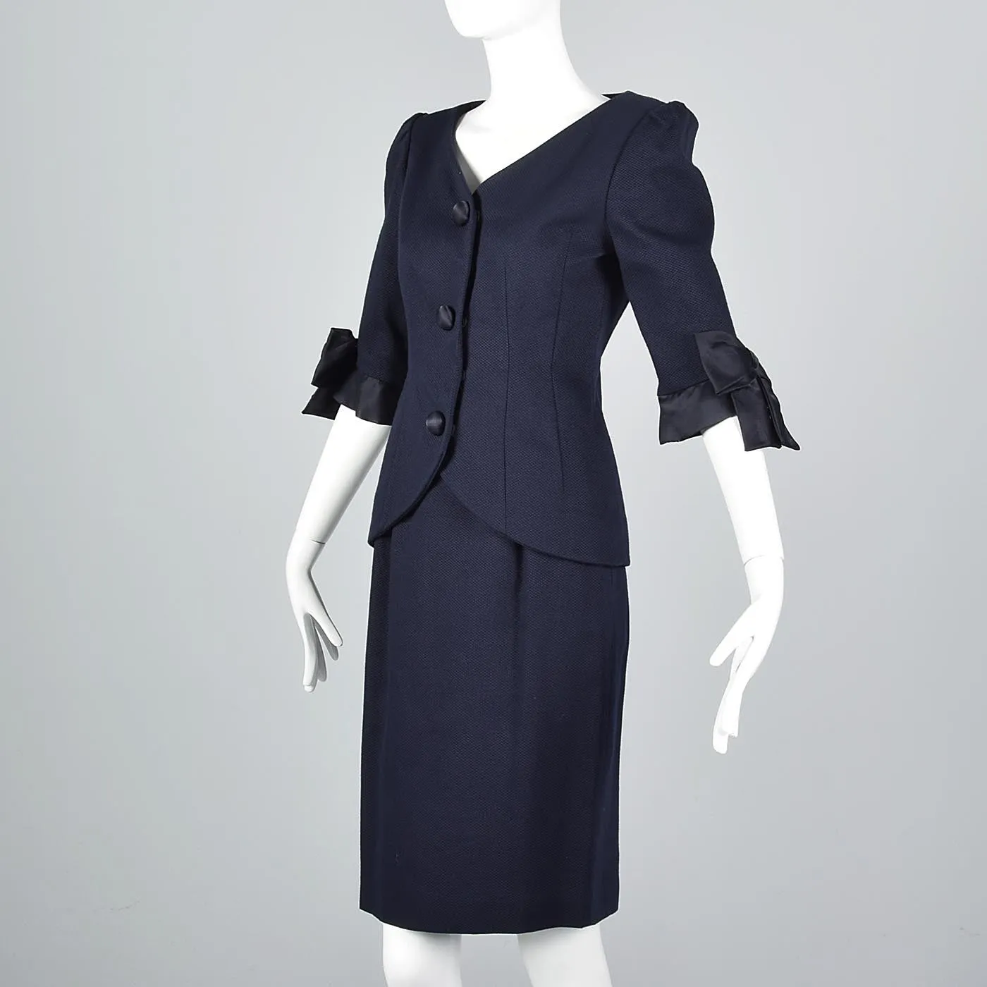 Scaasi Navy Blue Summer Skirt Suit