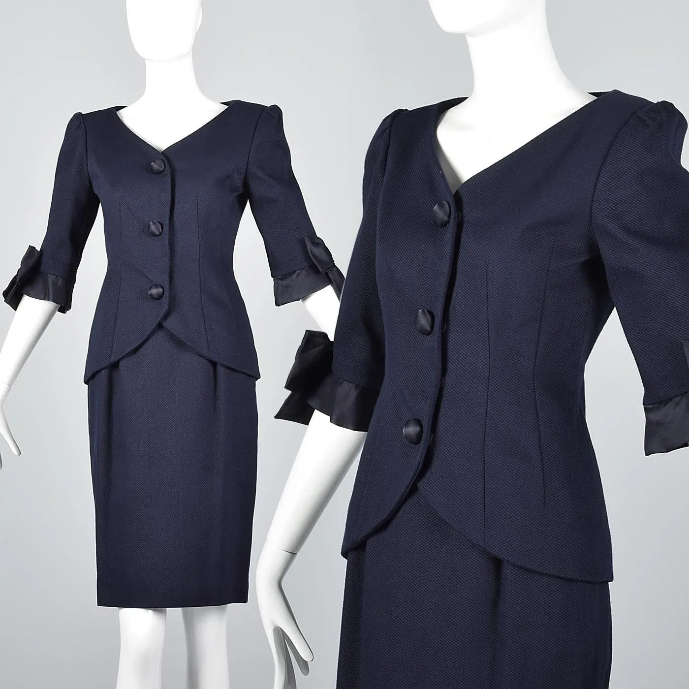 Scaasi Navy Blue Summer Skirt Suit