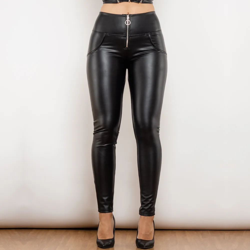 Shascullfites Melody Matt Black PU Leather Leggings