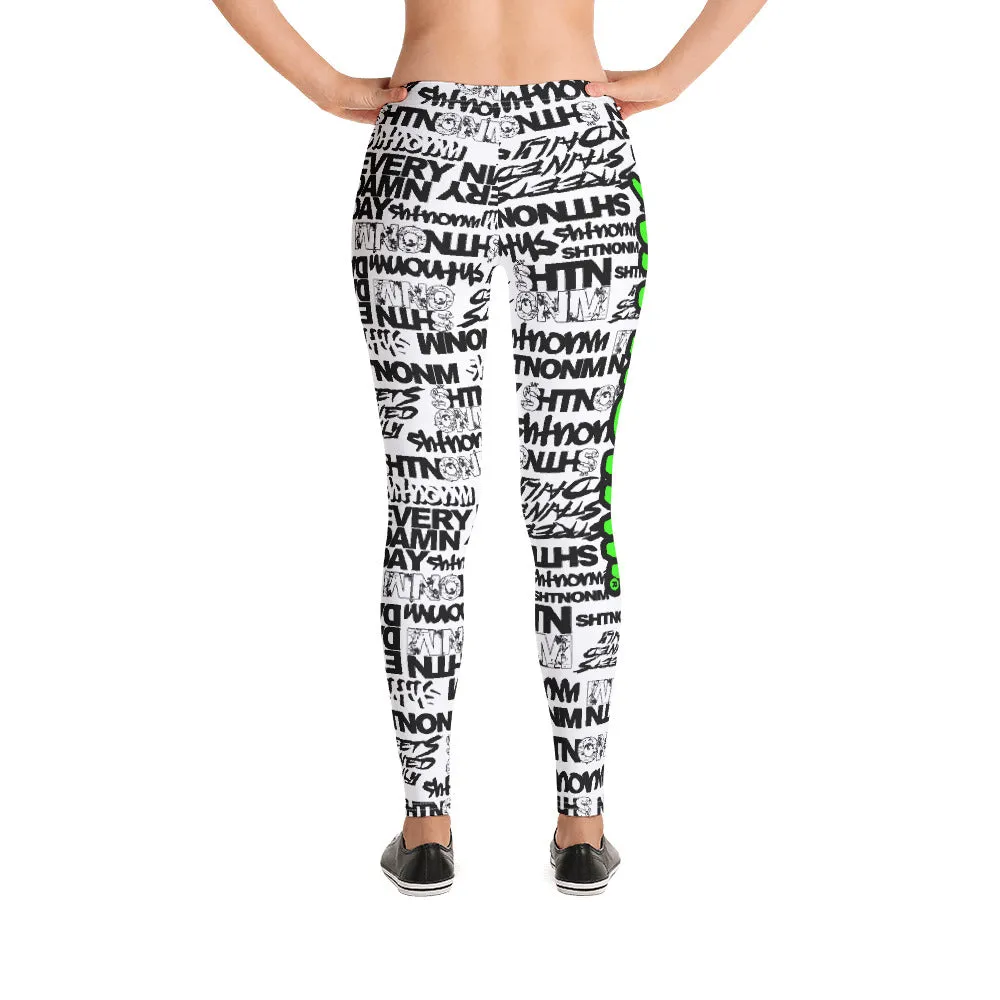 SHTNONM - LEGGINGS (WHITE/NEON GREEN)