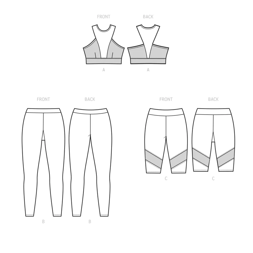 Simplicity Pattern S9620 Misses' Bra, Leggings & Shorts