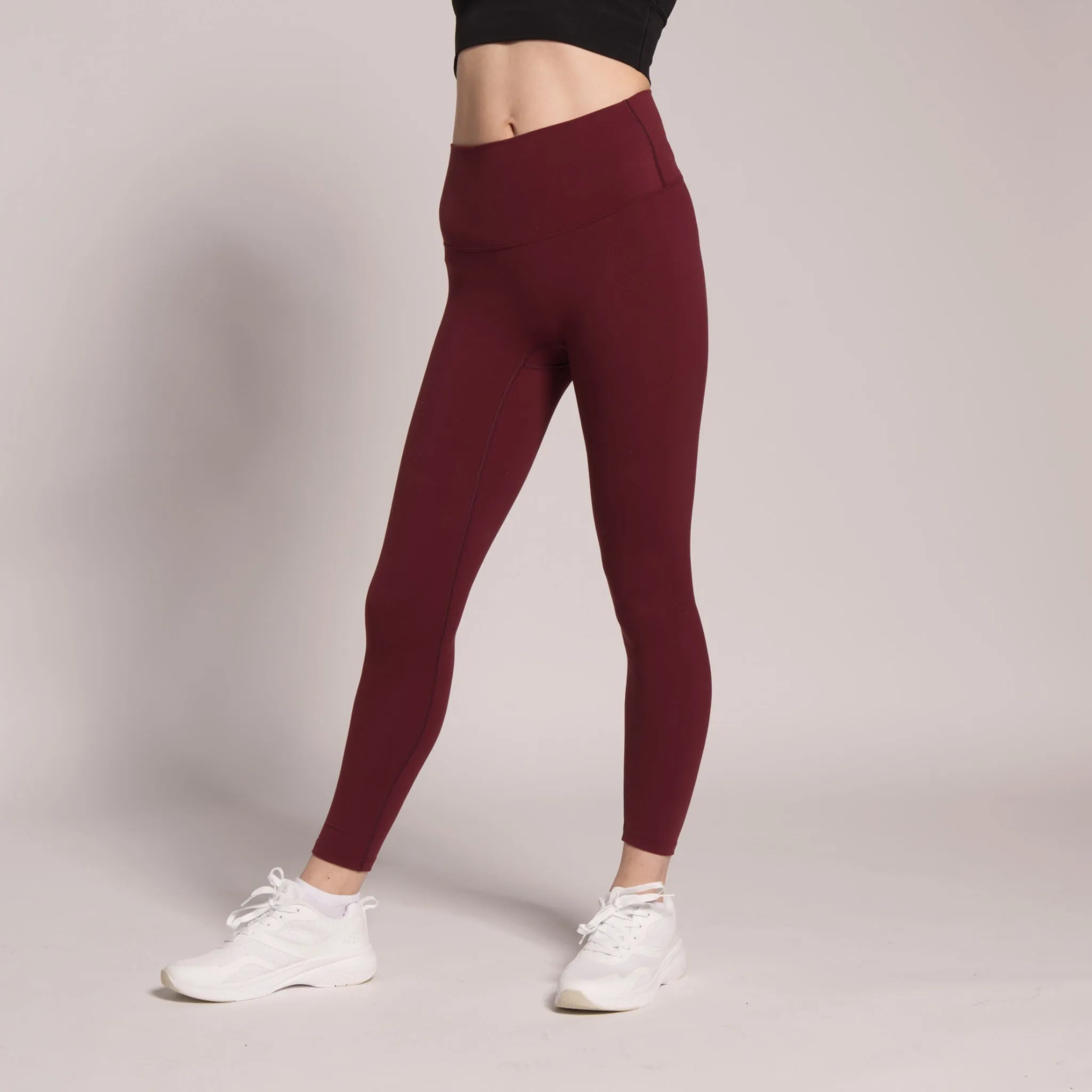 SkinHug High-Waisted Leggings-Maroon