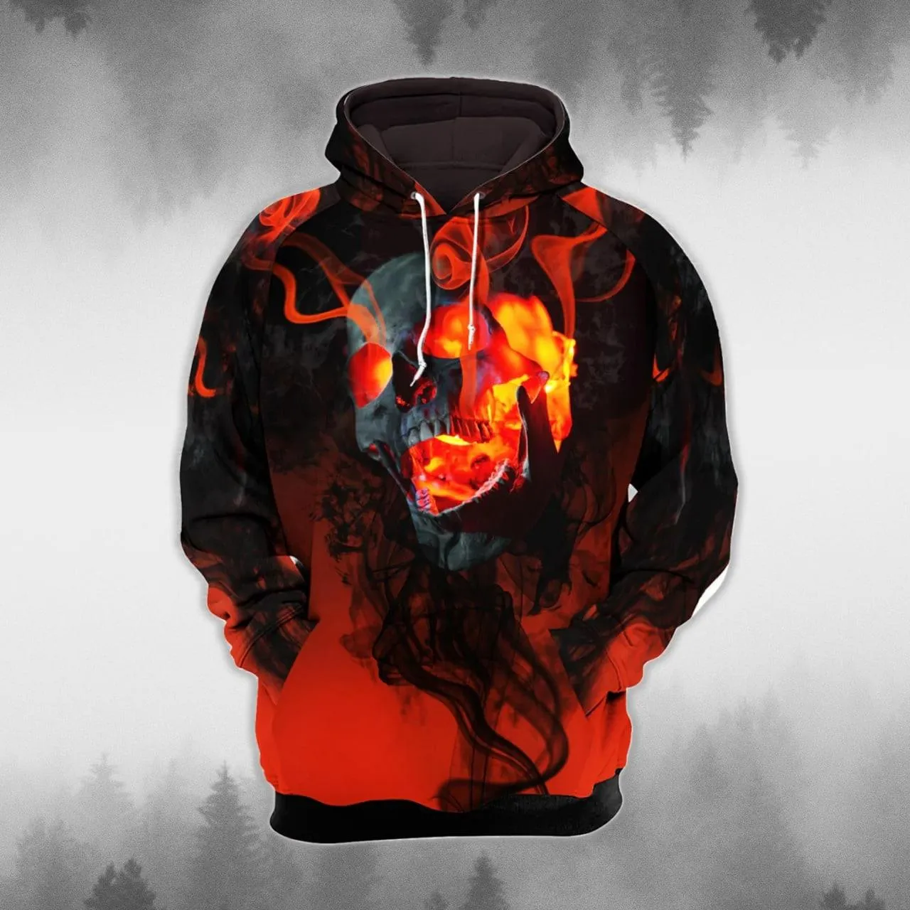 Smoke Fire Skull Chain Combo Hoodie and Leggings