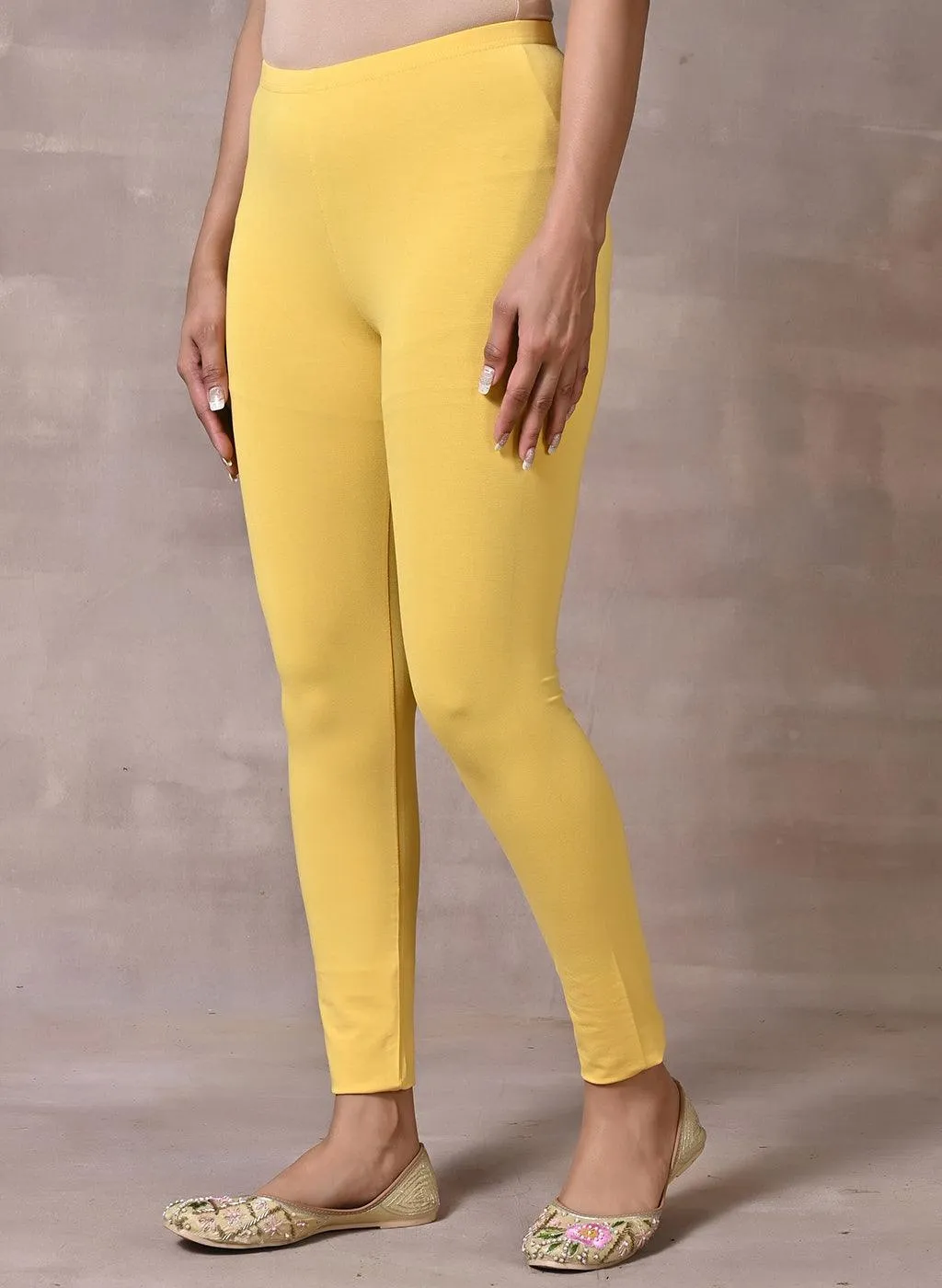 Sofia Lemon Yellow Skinny Fit Leggings for Women