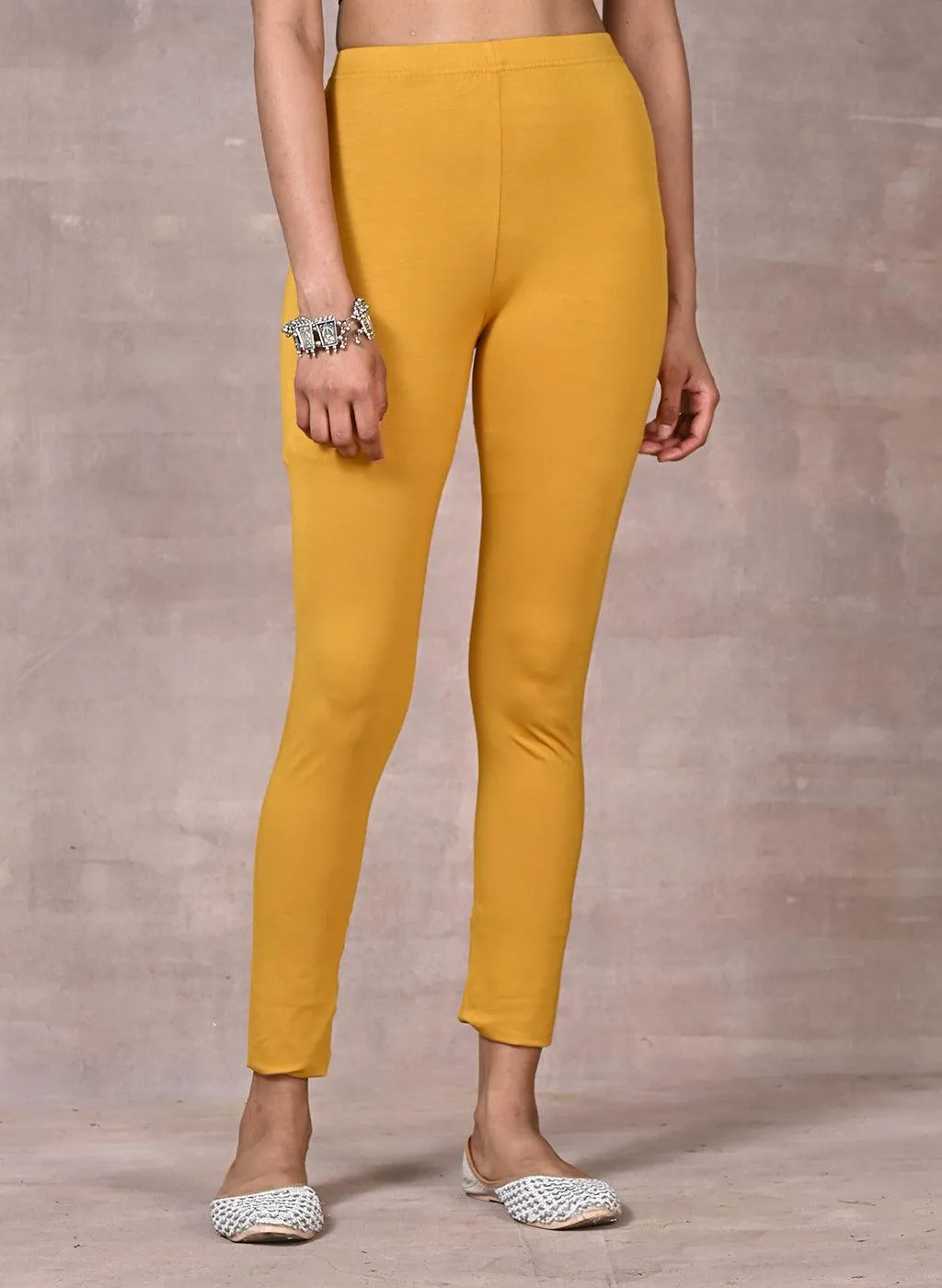 Sofia Mustard Skinny Fit Leggings for Women