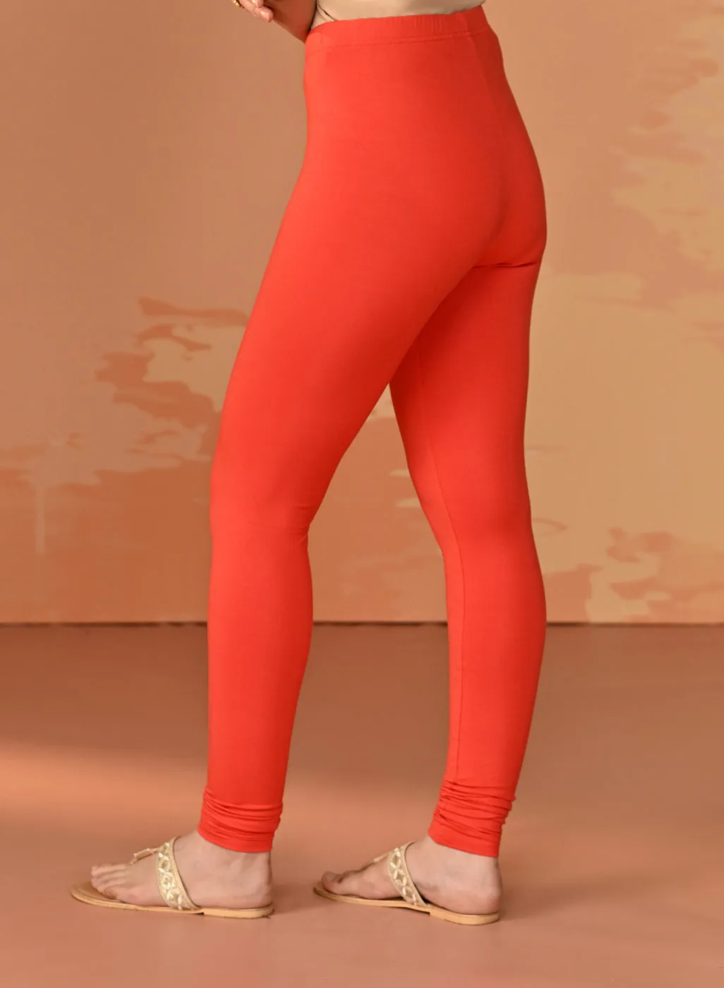 Sofia Orange Skinny Fit Leggings for Women