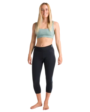 Solace 1.5mm 3/4 Neoprene Leggings in Raven Black & Tropical