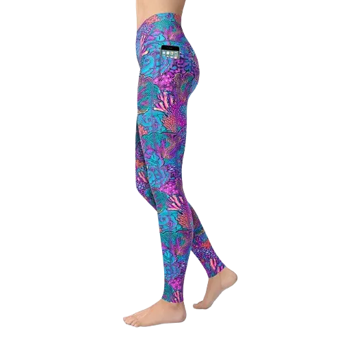 Spacefish Army Eco-Friendly Coral Kaleidoscope Leggings