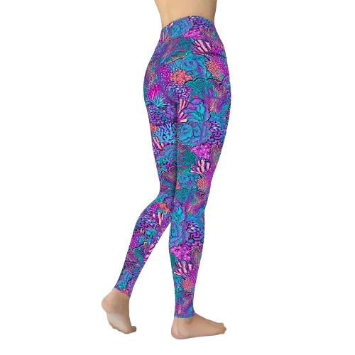 Spacefish Army Eco-Friendly Coral Kaleidoscope Leggings