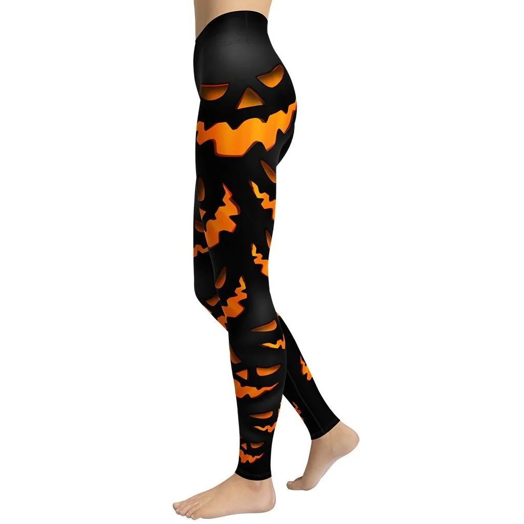 Spooky Pumpkin Halloween Yoga Leggings