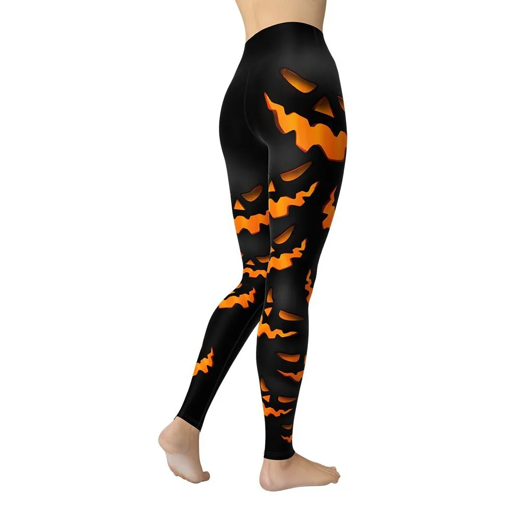 Spooky Pumpkin Halloween Yoga Leggings