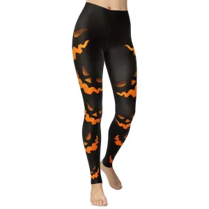 Spooky Pumpkin Halloween Yoga Leggings