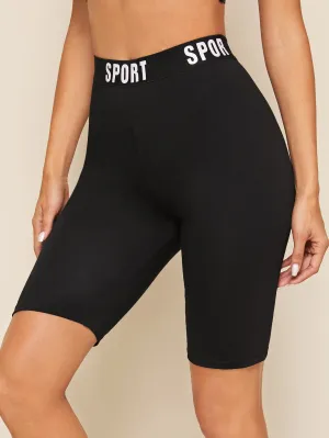 Sporty Letter Tape Women Leggings