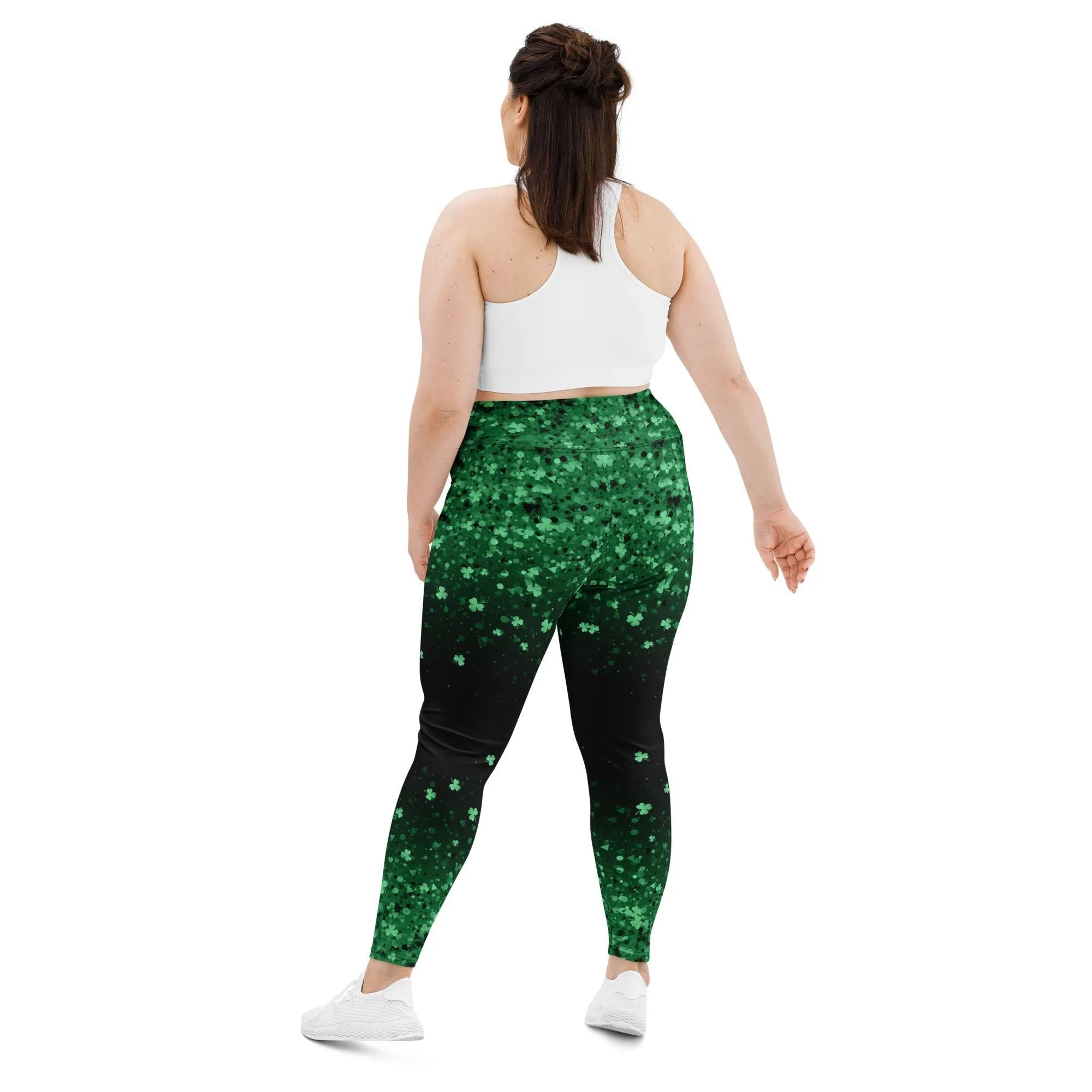 St. Patrick's Day Glitter Print Plus Size Leggings