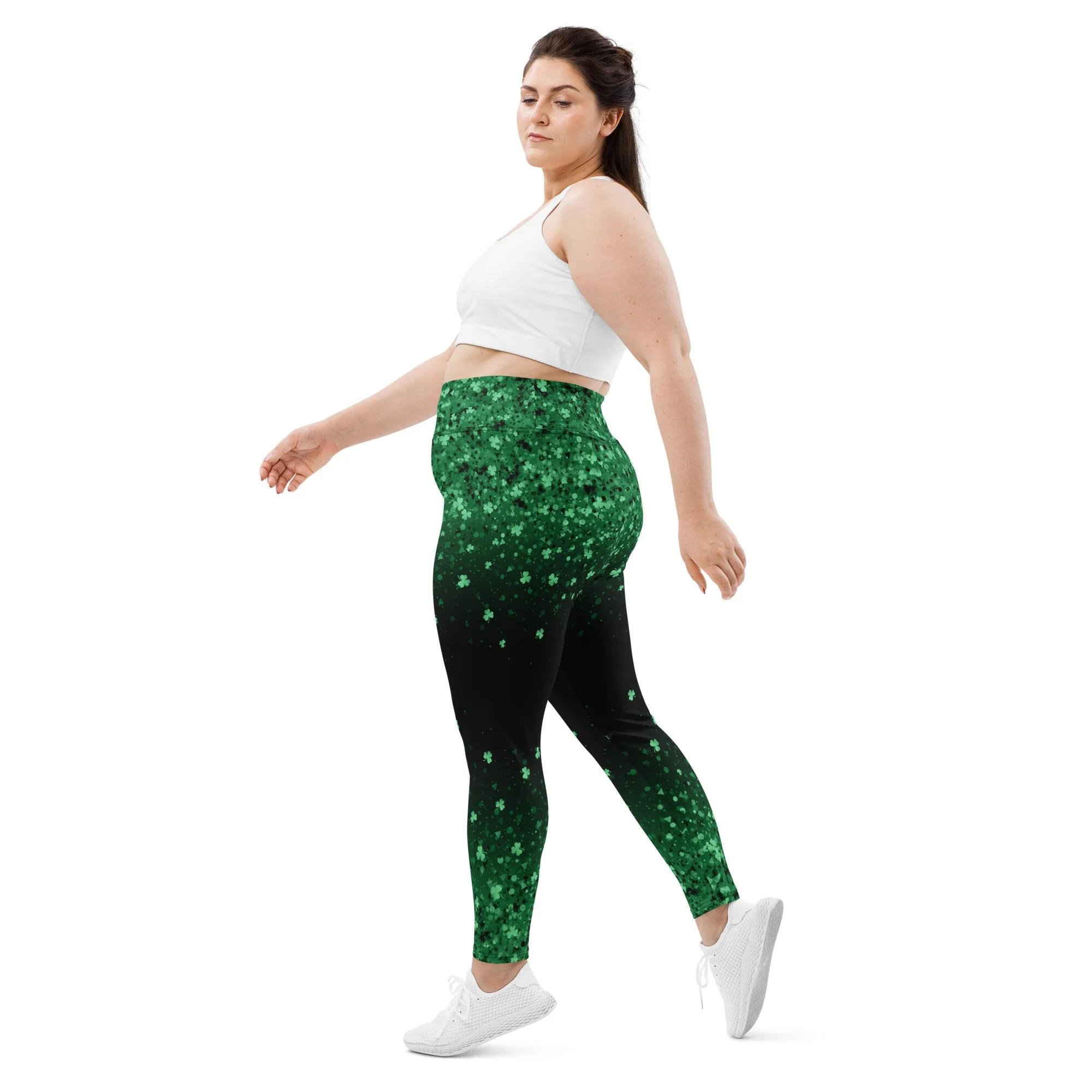 St. Patrick's Day Glitter Print Plus Size Leggings