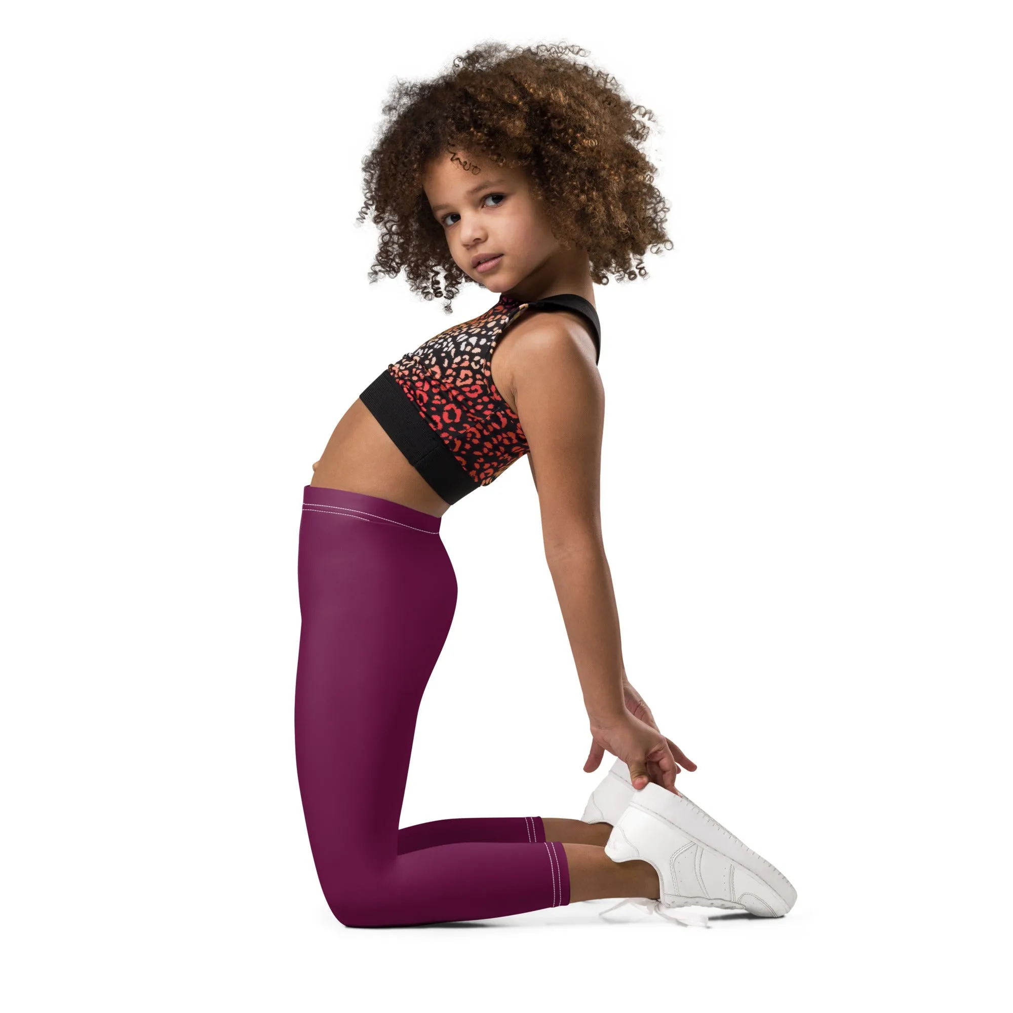 Stay Playful: Solid Color Leggings for Active Girls - Tyrian Purple