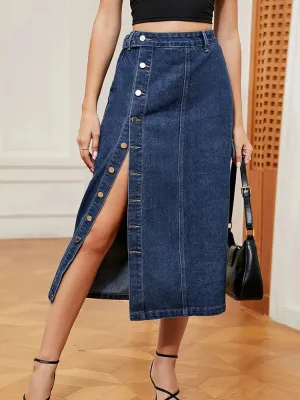 Stretchy Utility Denim Skirt