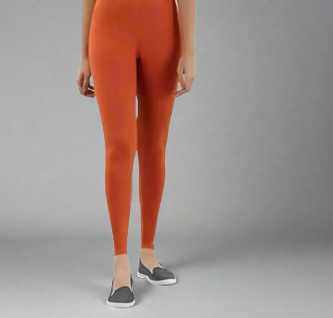 Stylish Polyester Orange Solid Leggings stylish,cool & comfortable for Women