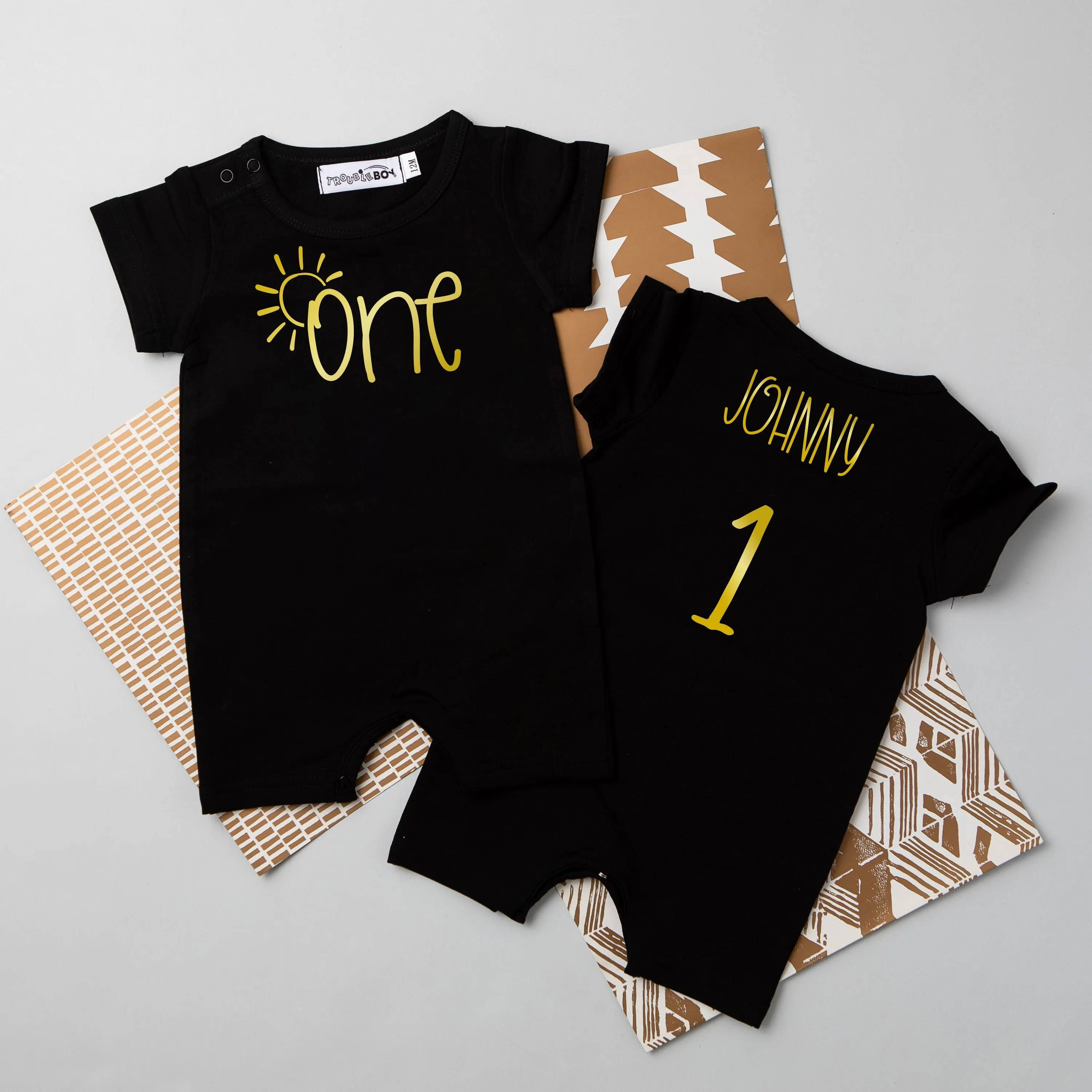 SUN "ONE" FIRST BIRTHDAY SHORTS ROMPER