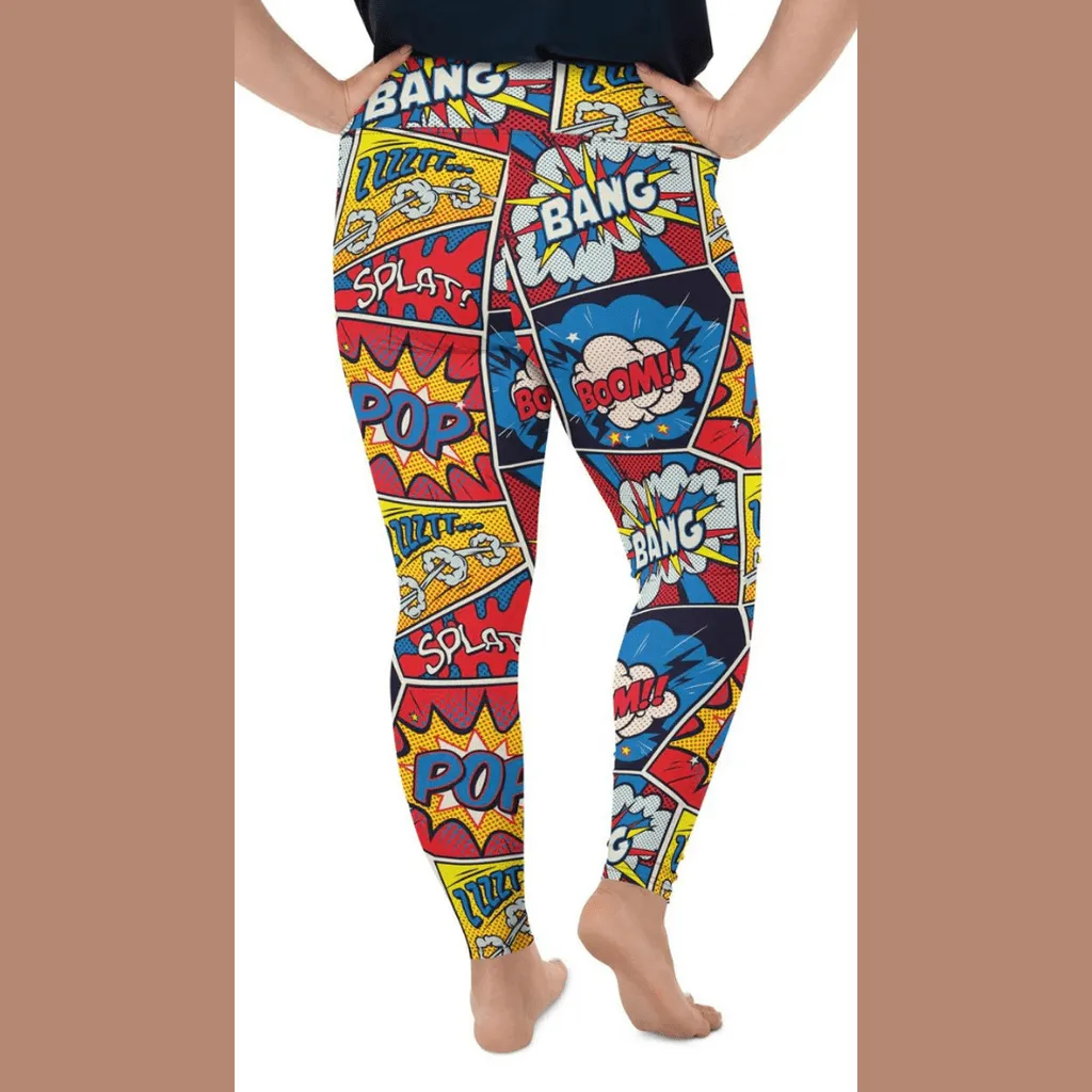 Superhero Comics Plus Size Leggings