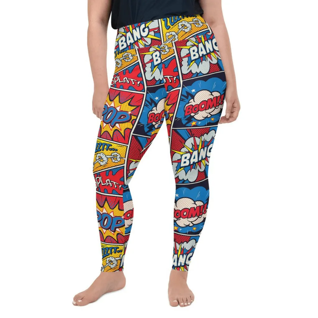 Superhero Comics Plus Size Leggings