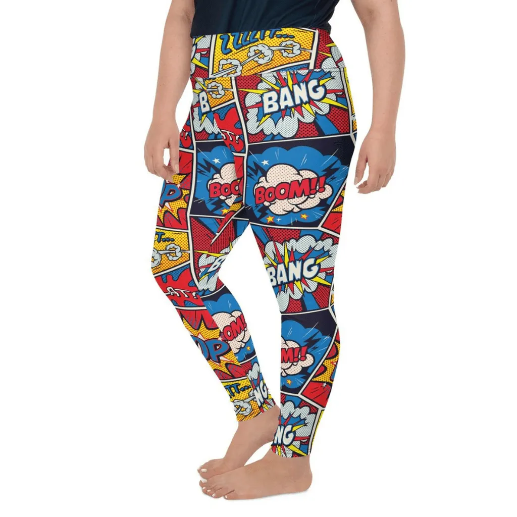 Superhero Comics Plus Size Leggings