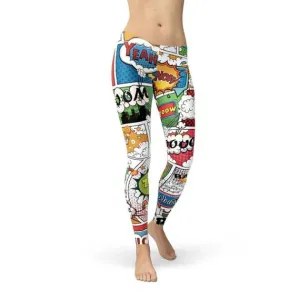 Superhero-Inspired Women's Leggings with Unique Comic Book Graphics