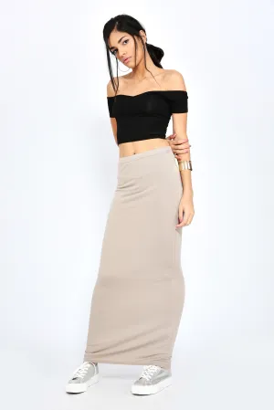 Taupe Jersey Maxi Skirt