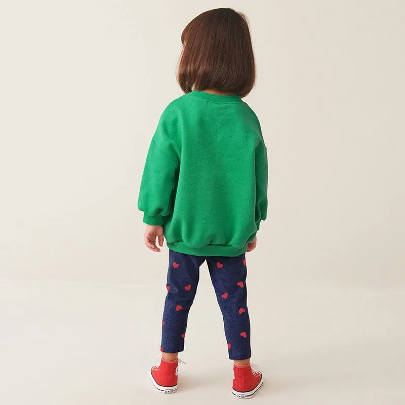 Toddler/Kid Girl's Animals Embroidered Design Sweatshirt with Leggings Set