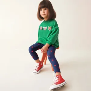 Toddler/Kid Girl's Animals Embroidered Design Sweatshirt with Leggings Set