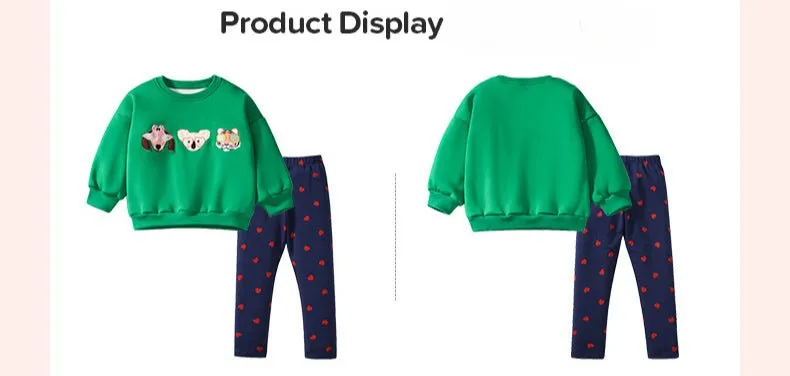 Toddler/Kid Girl's Animals Embroidered Design Sweatshirt with Leggings Set