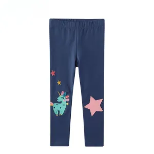 Toddler/Kid Girl's Stars and Blue Unicorn Design Leggings