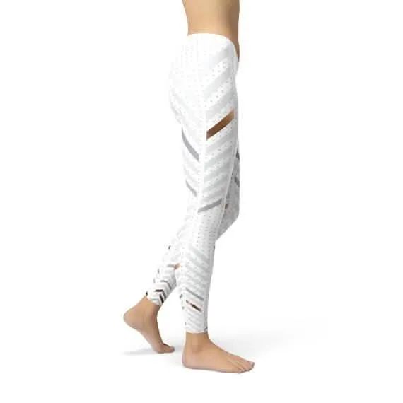 Trendy Women's White Striped Active Leggings for Unmatched Comfort