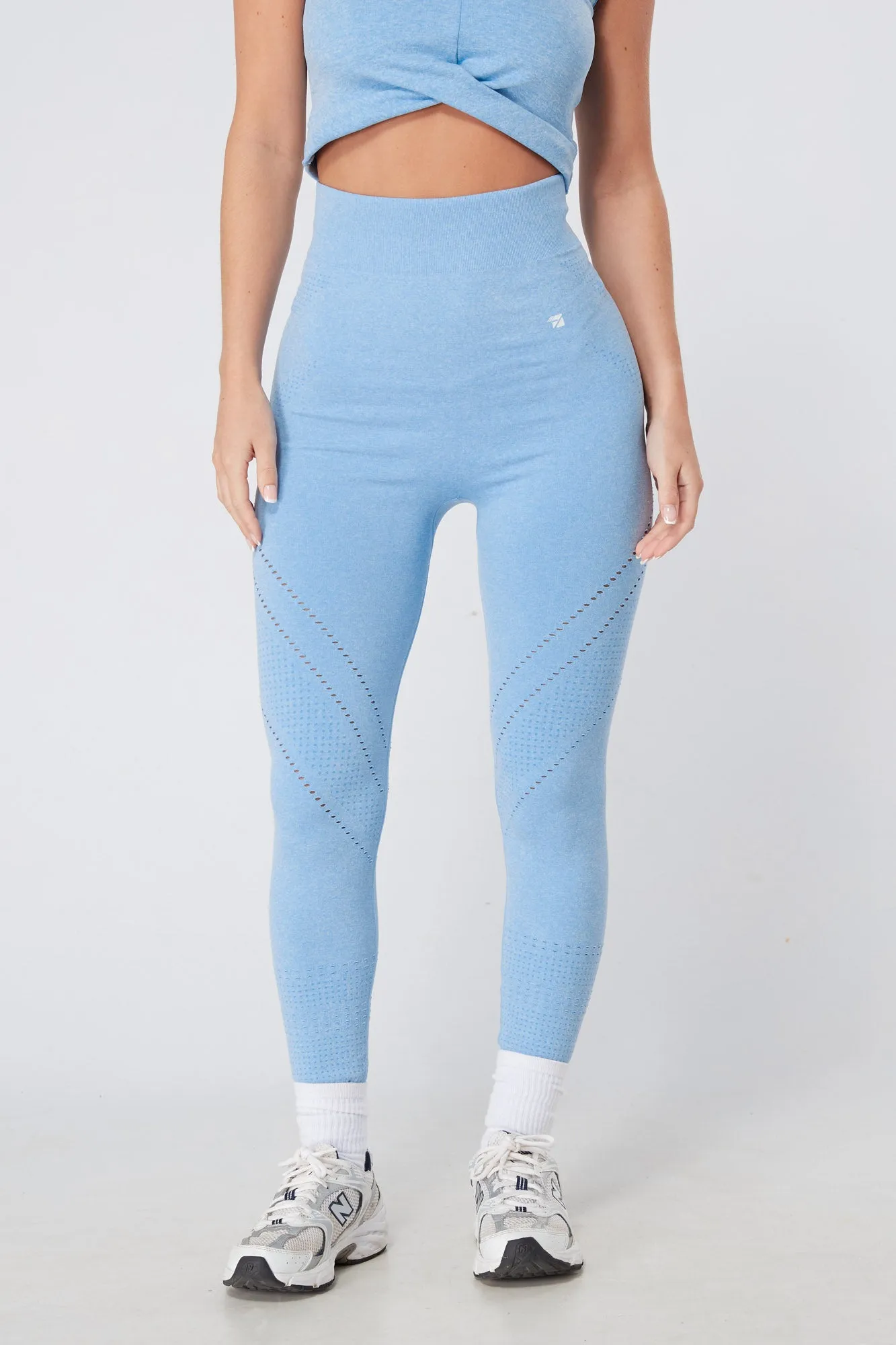 Twill Active Seamless Marl Laser cut Leggings - Blue