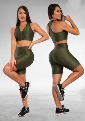 Two Piece Green Short Leggings set