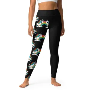 UNIQUE black - Yoga Leggings with unicorns and rainbows