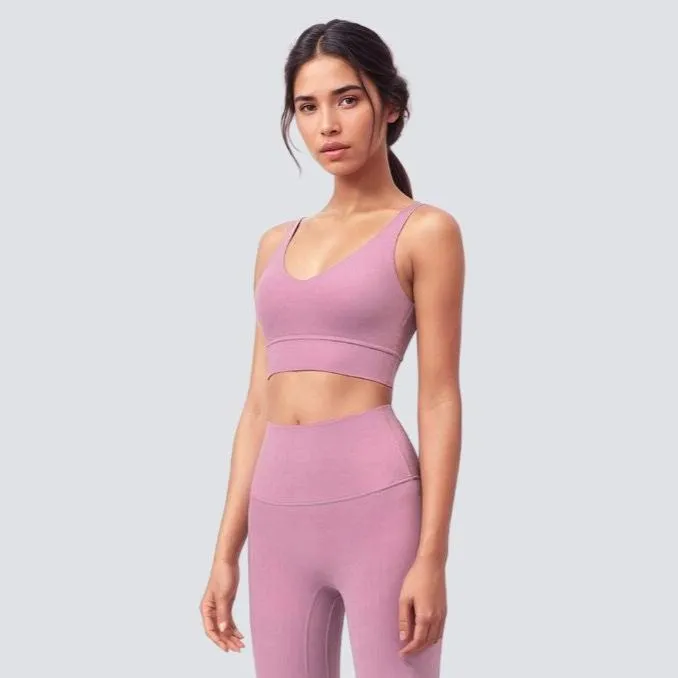 V-Neck Sports Bra - Pink