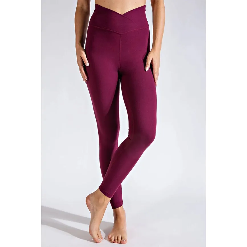 V Waist Full Length Leggings Cassis