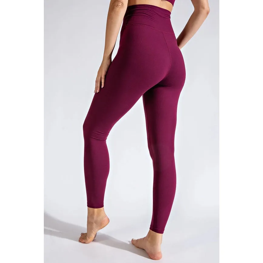 V Waist Full Length Leggings Cassis