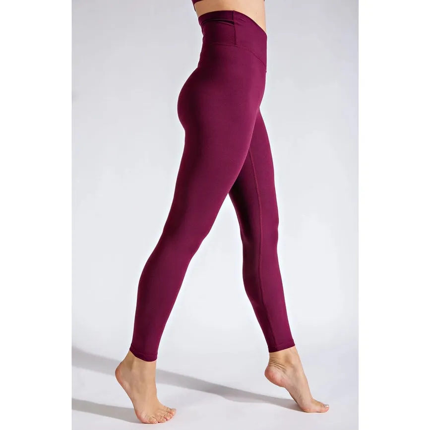 V Waist Full Length Leggings Cassis