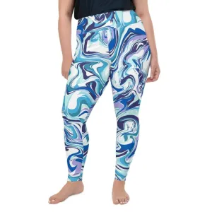 Vibrant Blue Marble Plus Size Leggings